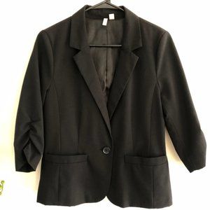 Frenchi 3/4 Quarter Sleeve Black Blazer Small